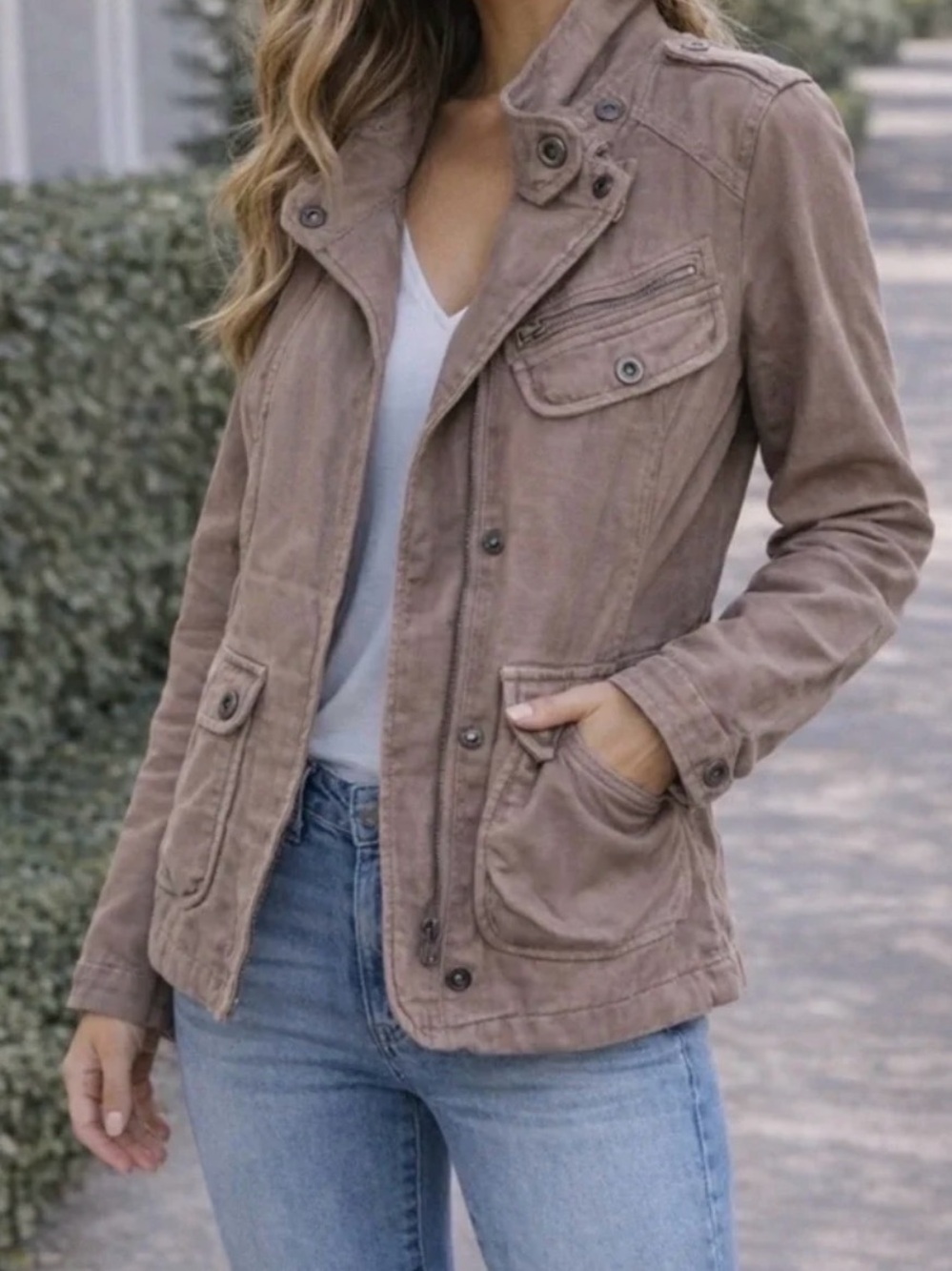 Free People Taupe Utility Jacket | Casual, Boho, Streetwear